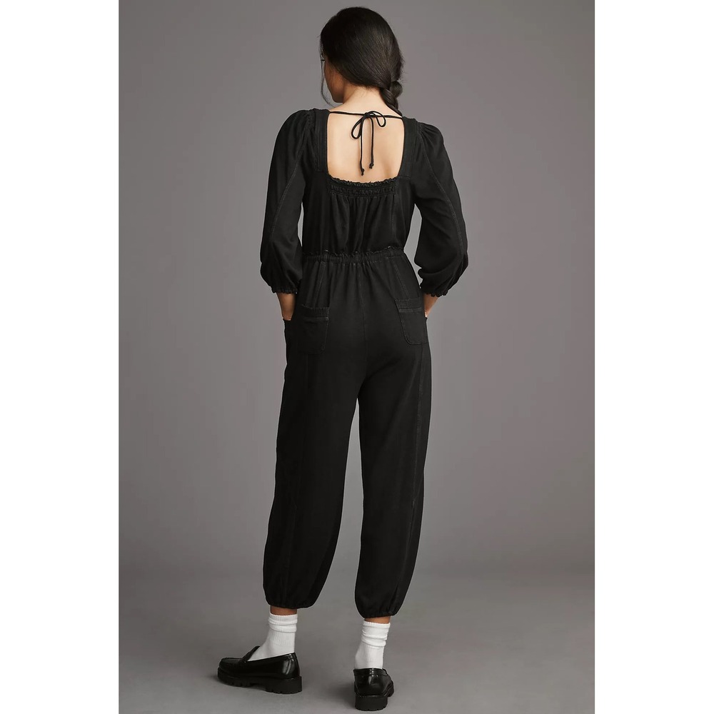 Daily Practice Anthropologie Mayotte Jumpsuit Black Long Sleeve Boho Size S - Picture 9 of 10